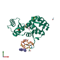 PDB entry 3run coloured by chain, front view.