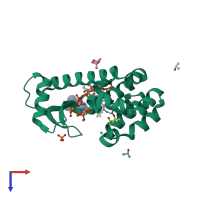 PDB entry 3run coloured by chain, top view.