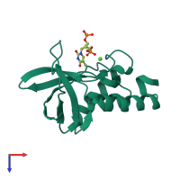PDB entry 3ruz coloured by chain, top view.
