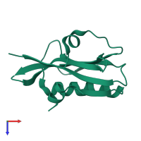 PDB entry 3rvc coloured by chain, top view.