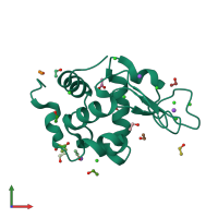 PDB entry 3rw8 coloured by chain, front view.