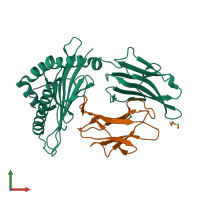 PDB entry 3rwe coloured by chain, front view.