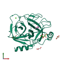PDB entry 3rxa coloured by chain, front view.