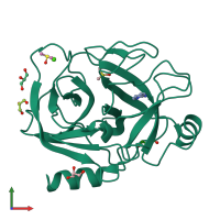 PDB entry 3rxc coloured by chain, front view.
