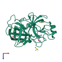 PDB entry 3rxd coloured by chain, top view.