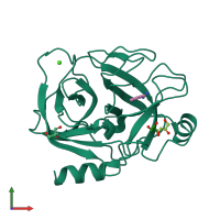 PDB entry 3rxe coloured by chain, front view.