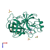 PDB entry 3rxk coloured by chain, top view.