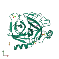 PDB entry 3rxq coloured by chain, front view.