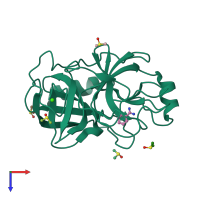 PDB entry 3rxq coloured by chain, top view.