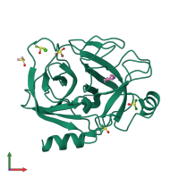 PDB entry 3rxr coloured by chain, front view.