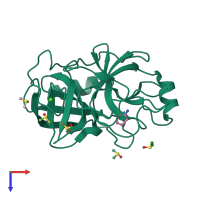 PDB entry 3rxr coloured by chain, top view.
