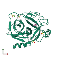 PDB entry 3rxs coloured by chain, front view.
