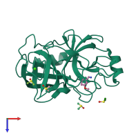 PDB entry 3rxs coloured by chain, top view.