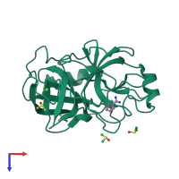 PDB entry 3rxu coloured by chain, top view.