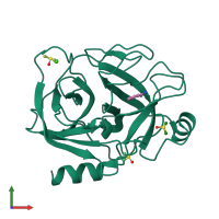 PDB entry 3rxv coloured by chain, front view.