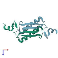 PDB entry 3ry0 coloured by chain, top view.
