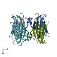 PDB entry 3ry1 coloured by chain, top view.