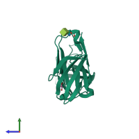 PDB entry 3ry4 coloured by chain, side view.