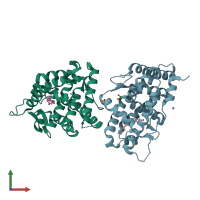 PDB entry 3ry9 coloured by chain, front view.