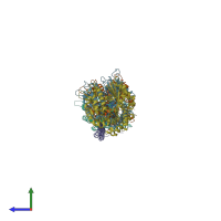 PDB entry 3ryc coloured by chain, side view.