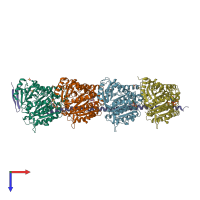 PDB entry 3ryc coloured by chain, top view.