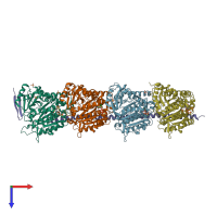 PDB entry 3ryf coloured by chain, top view.