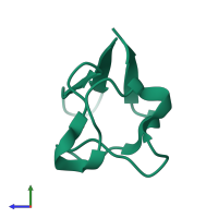 PDB entry 3ryg coloured by chain, side view.
