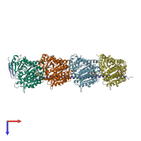 PDB entry 3ryh coloured by chain, top view.