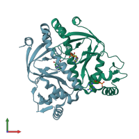 PDB entry 3ryr coloured by chain, front view.