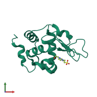 PDB entry 3rz4 coloured by chain, front view.