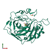 PDB entry 3rz8 coloured by chain, front view.