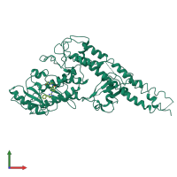 PDB entry 3rzf coloured by chain, front view.