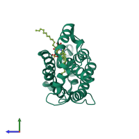 PDB entry 3rzn coloured by chain, side view.