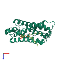 PDB entry 3rzn coloured by chain, top view.