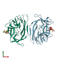 PDB entry 3s04 coloured by chain, front view.