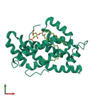 PDB entry 3s0i coloured by chain, front view.