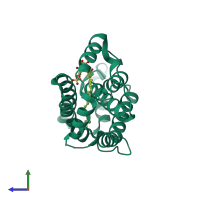 PDB entry 3s0i coloured by chain, side view.