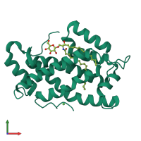 PDB entry 3s0k coloured by chain, front view.