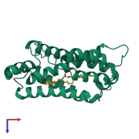 PDB entry 3s0k coloured by chain, top view.