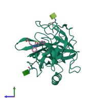 PDB entry 3s0n coloured by chain, side view.