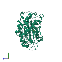 PDB entry 3s0o coloured by chain, side view.