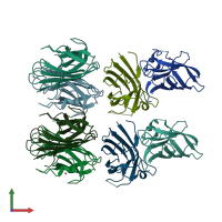 PDB entry 3s0p coloured by chain, front view.