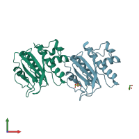 PDB entry 3s0t coloured by chain, front view.