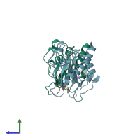 PDB entry 3s0t coloured by chain, side view.