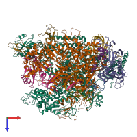 PDB entry 3s17 coloured by chain, top view.