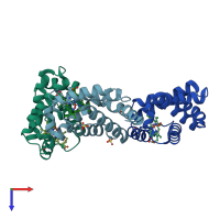 PDB entry 3s1i coloured by chain, top view.