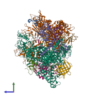 PDB entry 3s1m coloured by chain, side view.