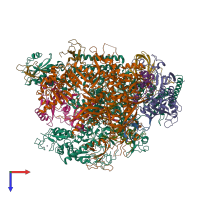 PDB entry 3s1m coloured by chain, top view.