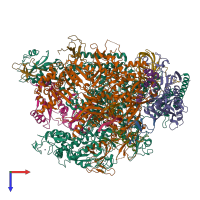 PDB entry 3s1q coloured by chain, top view.