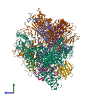 PDB entry 3s1r coloured by chain, side view.